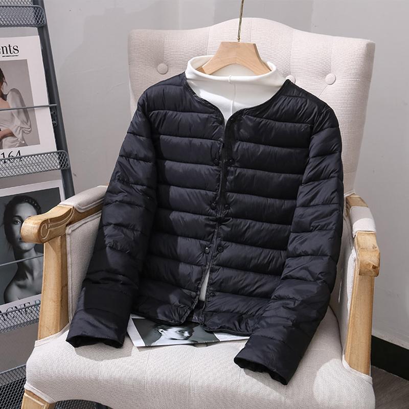 

Женская куртка осень-зима ультралегкий пуховик из хлопка без воротника с подкладкой из матовой ткани легкая теплая женская ветровка-парка 4XL(weight70-78KG)