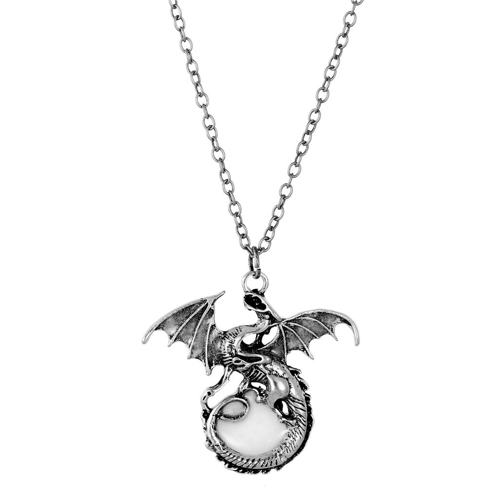 Hi 1pc Individuality Necklace Charm Sweater Chain Vintage Glow In The Dark Ancient Dragon Pendant Necklace