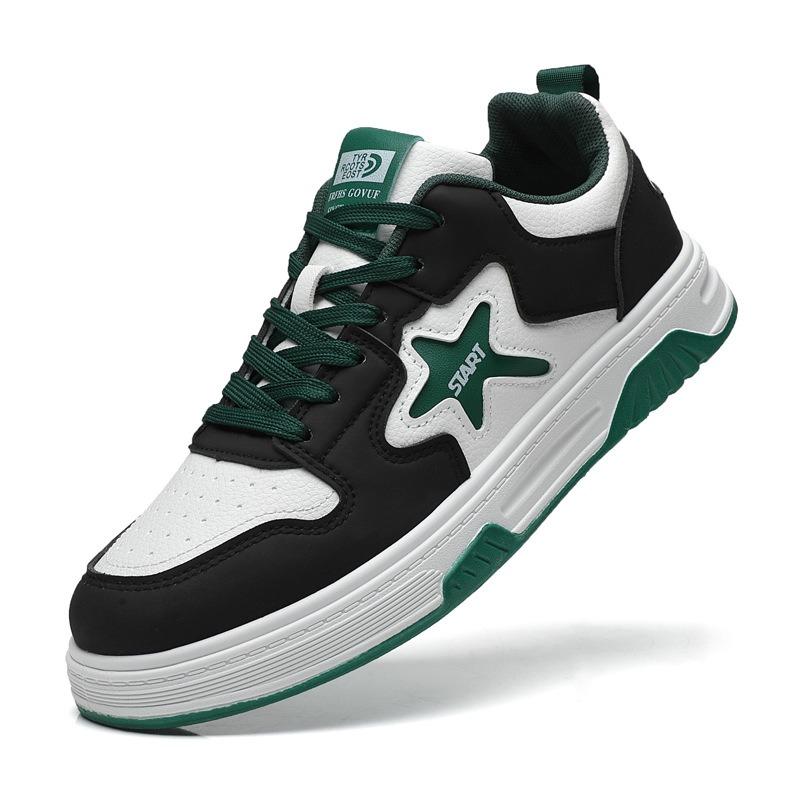 

Men s shoes spring casual board shoes leather surface versatile trend sports shoes young and young fashion student shoes soft sole white shoes 44