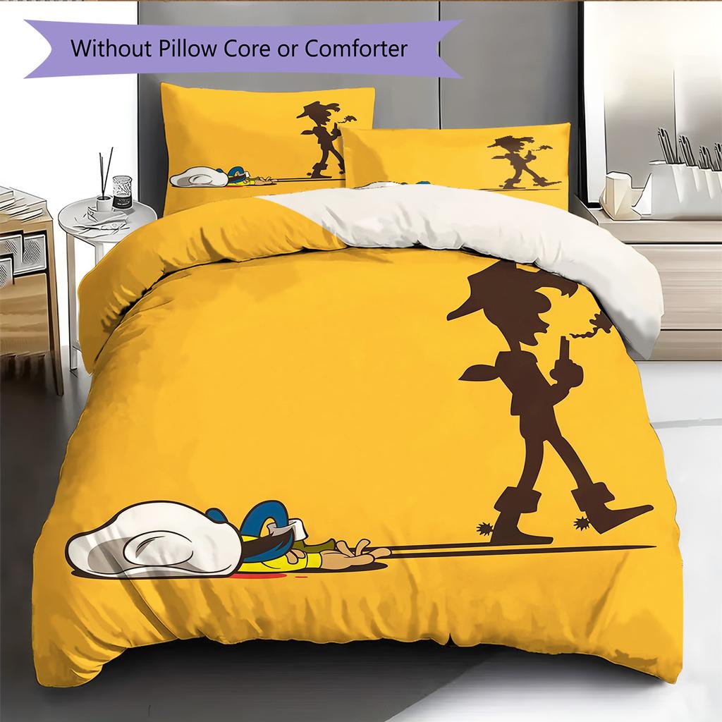 Lucky Luke Pattern Bedding Quilt Set  Home Decoration  Gift (1 * duvet cover + 2 * pillowcase  without core)
