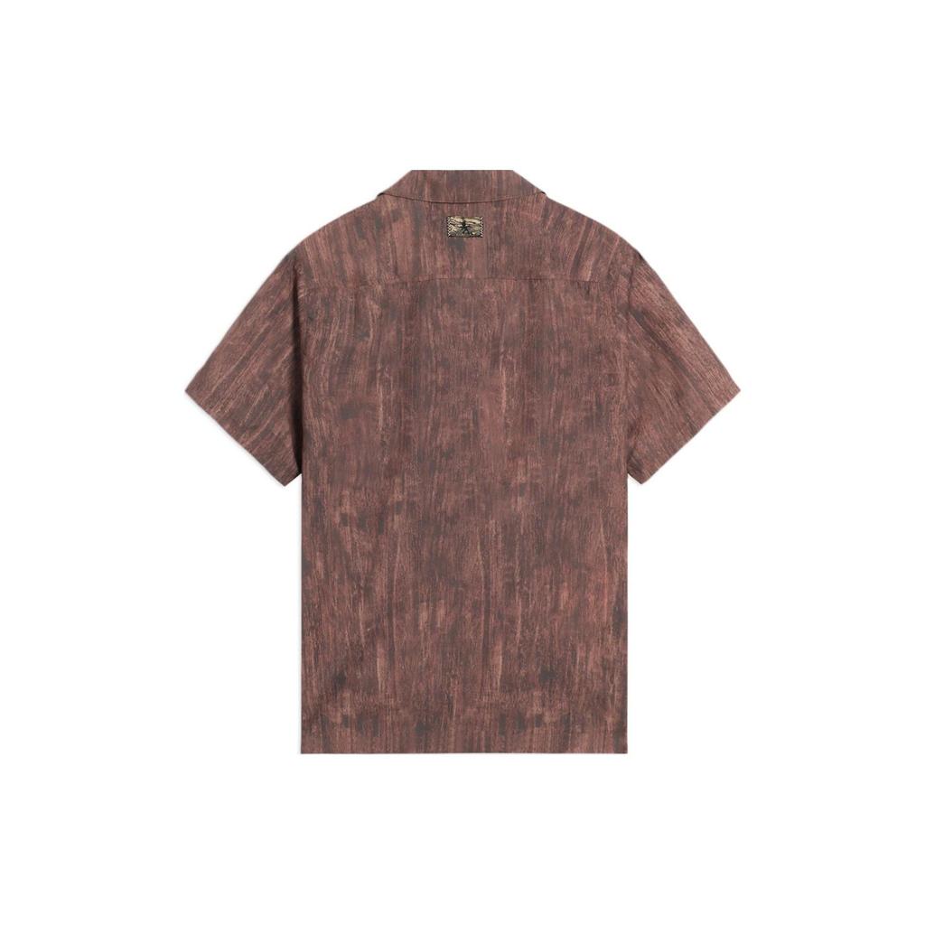 Li Ning X Disney Shirts Men's Umber Wood Grain All Over Print Lapel Moderate Other ASHS431-2