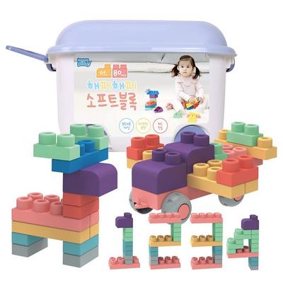 Happy Play Soft Toddler Block 80p košíkový organizér Korejské dětské hračky