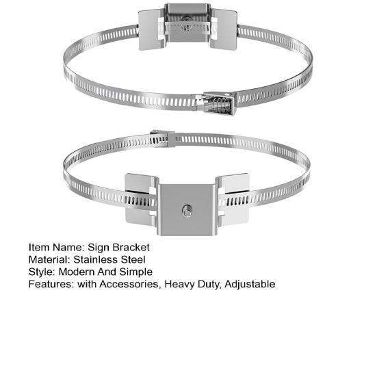 1/2 Sets Adjustable Sign Mounting Bracket with Bolts Straps Heavy Duty Stainless Steel Street Sign Heater Tank Pole Mounting Bracket Hardware