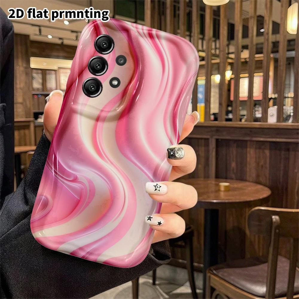 Phone Case: 2D Flat, Suitable for Samsung Galaxy A34 A35 M05 M06 S20 S22 S21 FE Plus 5G Protective Case, Pink and White Fluid, Perfect Holiday Gift Fo