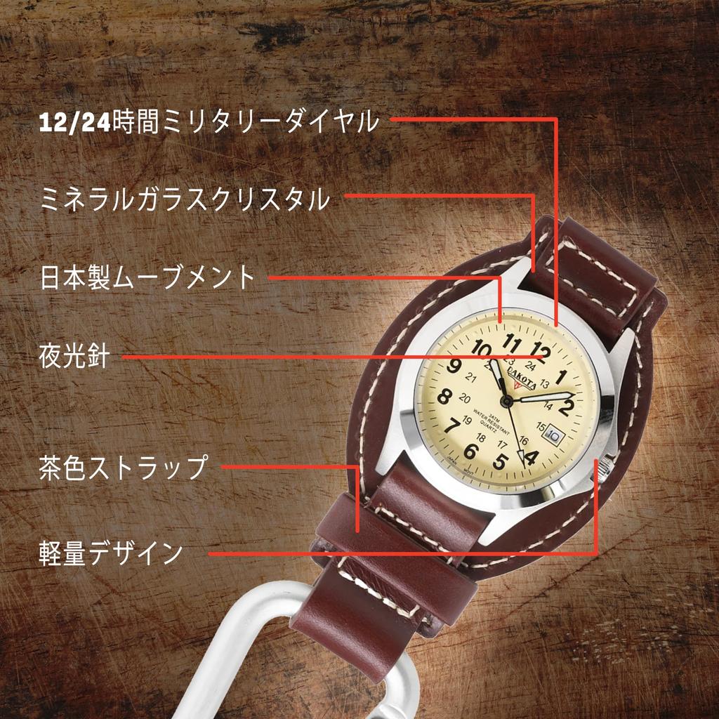 Dakota Leather Field Clip Clip Watch Leather Strap Lightweight Dress Watch Unisex Outdoor Gift Fishing Golf Watch Carabiner Clip-on Watch.