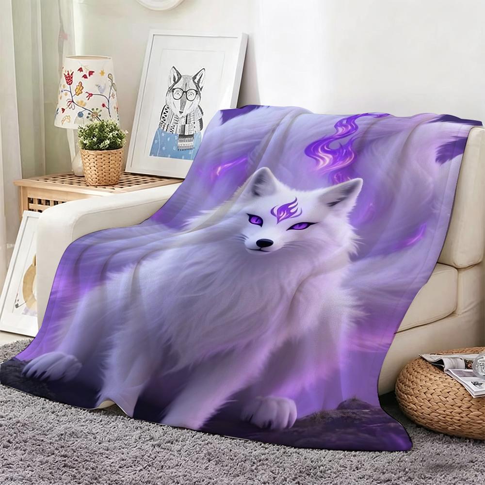 Artistic Pattern N-Nine Tailed Fox Throw Soft Warm Throw Blanket for Bedroom Living Room Bed Travel Camping Picnic Gift