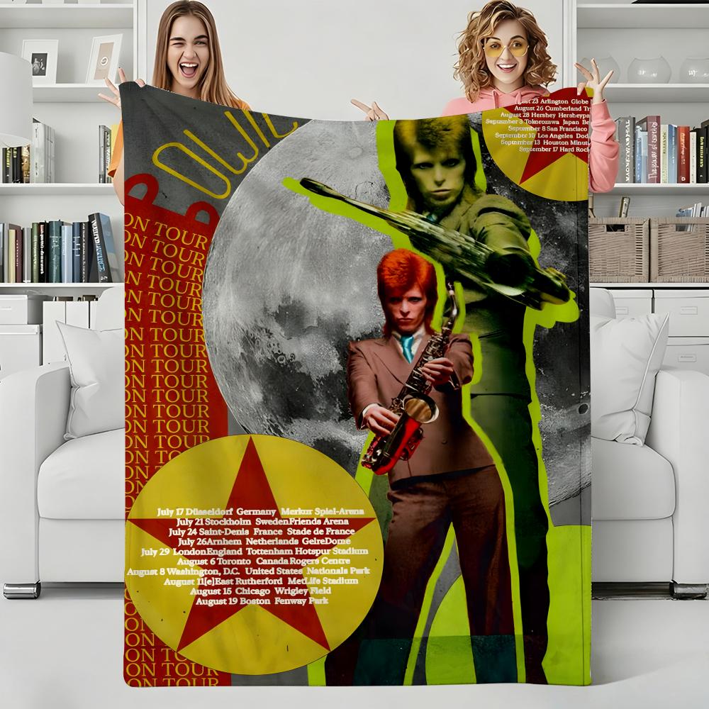 Music D-David Bowie Throw Flannel Blanket Perfect for Sofa Office Bed Travel Sleep Read Relax Camping Four Season Use