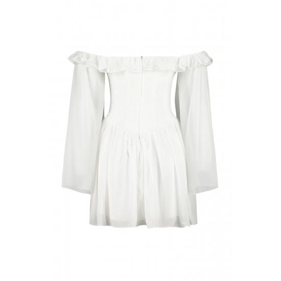 Waist Opening/Skater Lined Flared Chiffon Bridal Dress