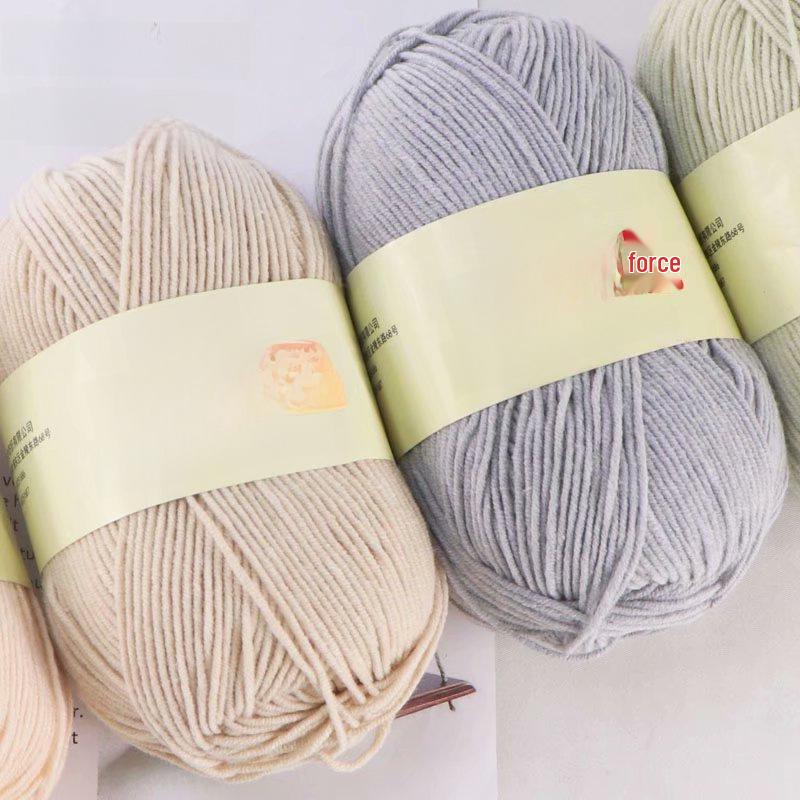 4-Strand Combed Cotton and Milk Cotton Yarn Crochet Kit - Doll, Blanket, Hairpin Crochet DIY Material Bag