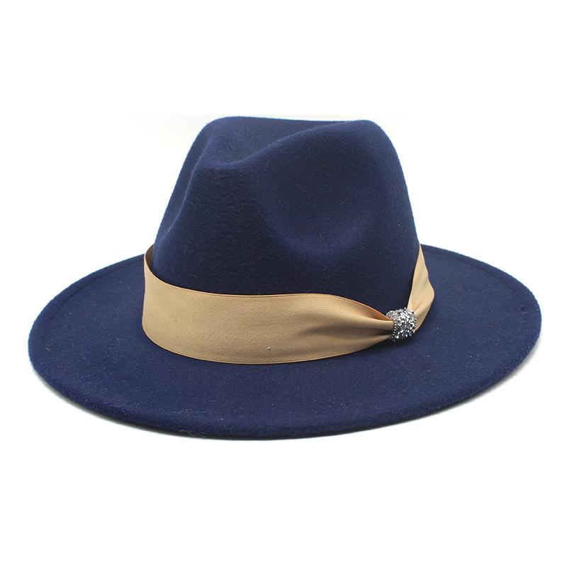 British Woolen Hat Women'S Spring Wide Brim Flat Top Internet Celebrity French Top Hat Flat Edge Imitation Wool Camel Jazz Hat