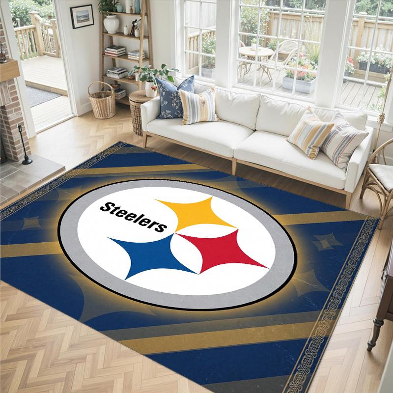 Tappeto in Cristallo di Velluto Design Pittsburgh Steelers Accogliente Non?Tappeto Stampato Antiscivolo per Camera da Letto Soggiorno Ingresso