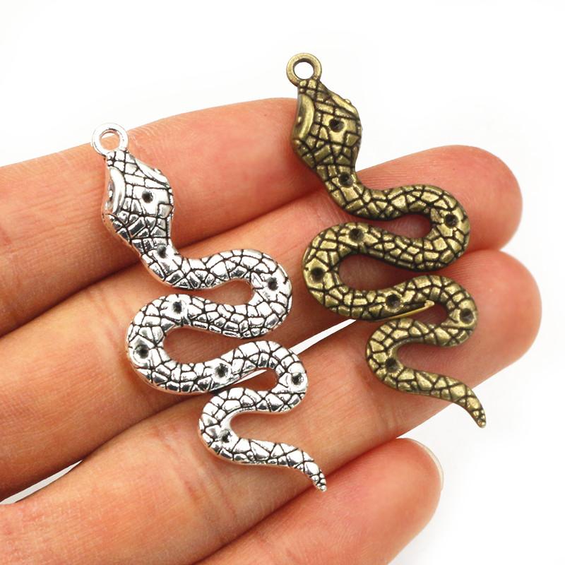 5pcs Antique Silver Color Bronze Snake Charms Pendant DIY Handmade Jewelry Making Accessories Findings for Necklace Bracelet