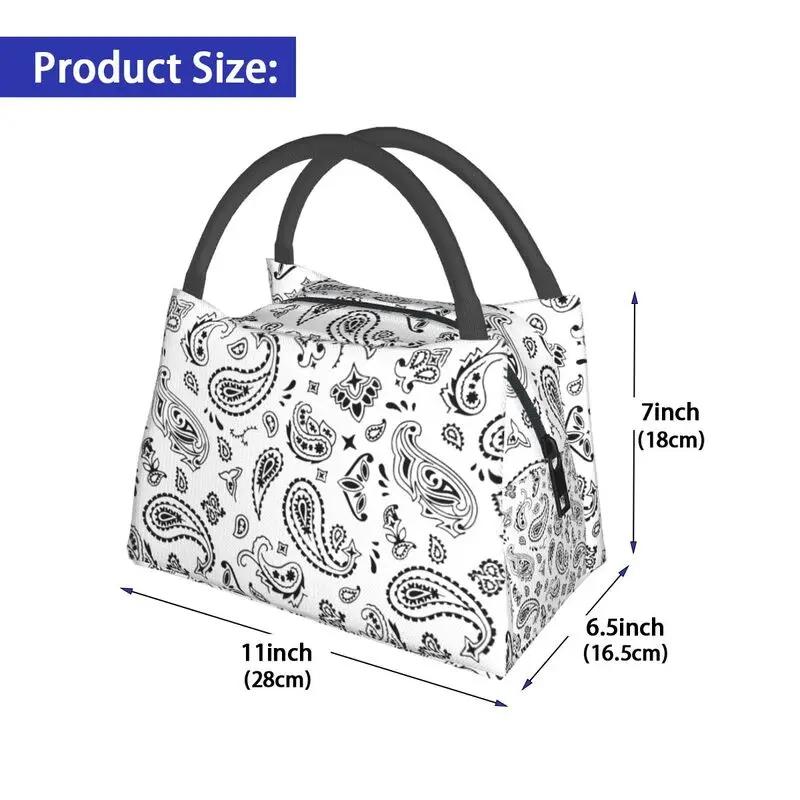 Custom Bohemian Style Bandanna Paisley Floral Print Lunch Bag Men Thermal Cooler Insulated Lunch Boxes for Picnic Camping