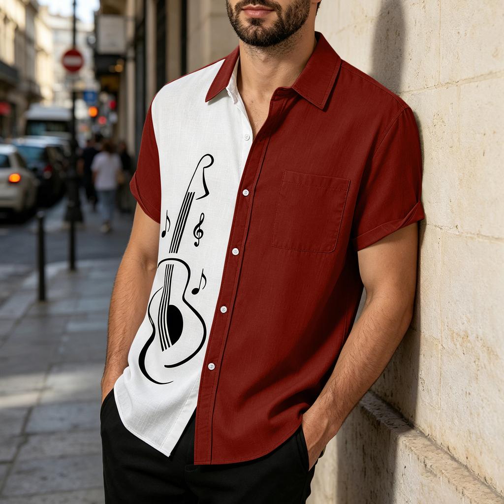 Men's Loose Fit Casual Short Sleeve Button Down Shirt - Relaxed Cotton Shirt for Daily Wear
