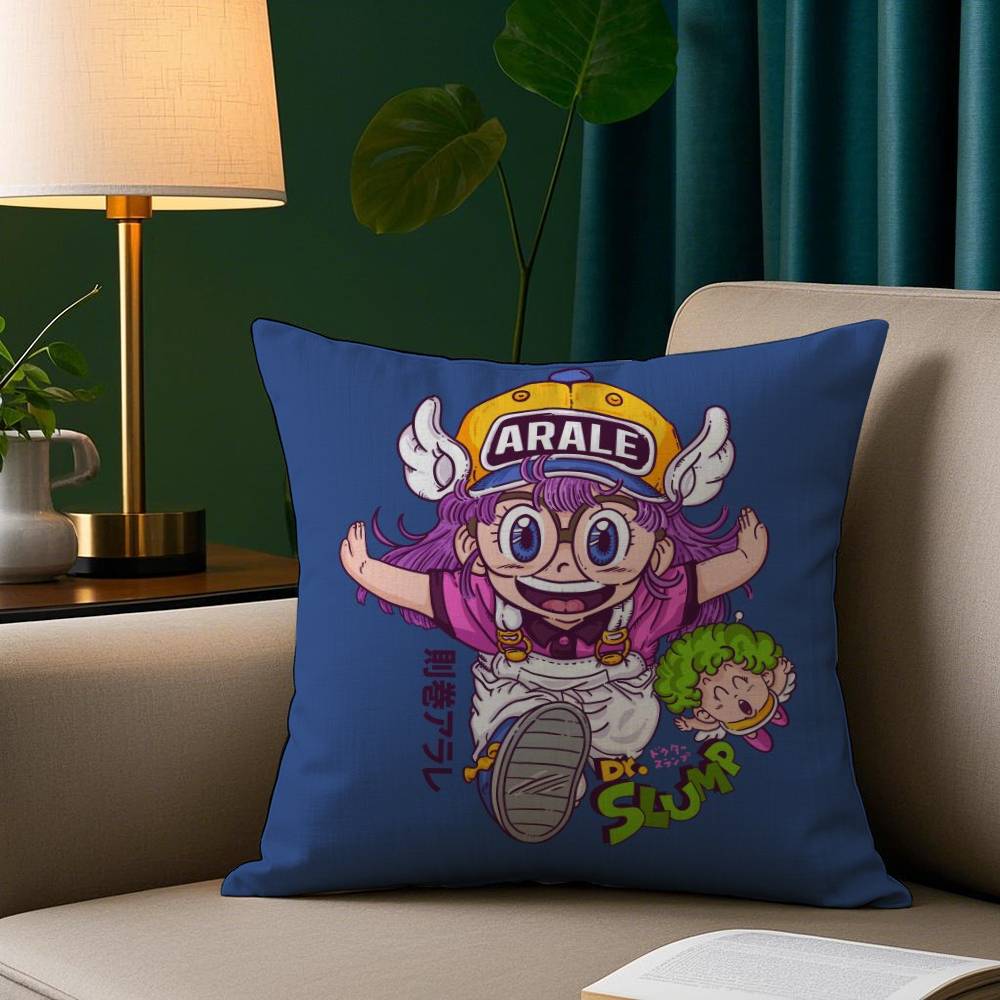 Cartoon Dr S-Slump Arale Pillow Case Short Plush Print Cushion Cover Square Throw Pillow Covers Sofa Home Decor