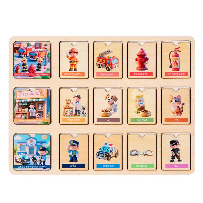 Early Wooden Learning Puzzle With Animal And Occupation Scenes Children For