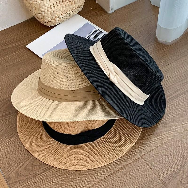 Summer Straw Hat With Large Brim Sunshade For Beach And Outdoor Leisure