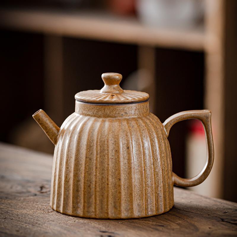 

Чайный сервиз в стиле кунг-фу, позолоченный чайник, японская керамика, заварочный чайник, одинарный чайник, ручная работа, ретро, керамический круглый кувшин, чайная утварь