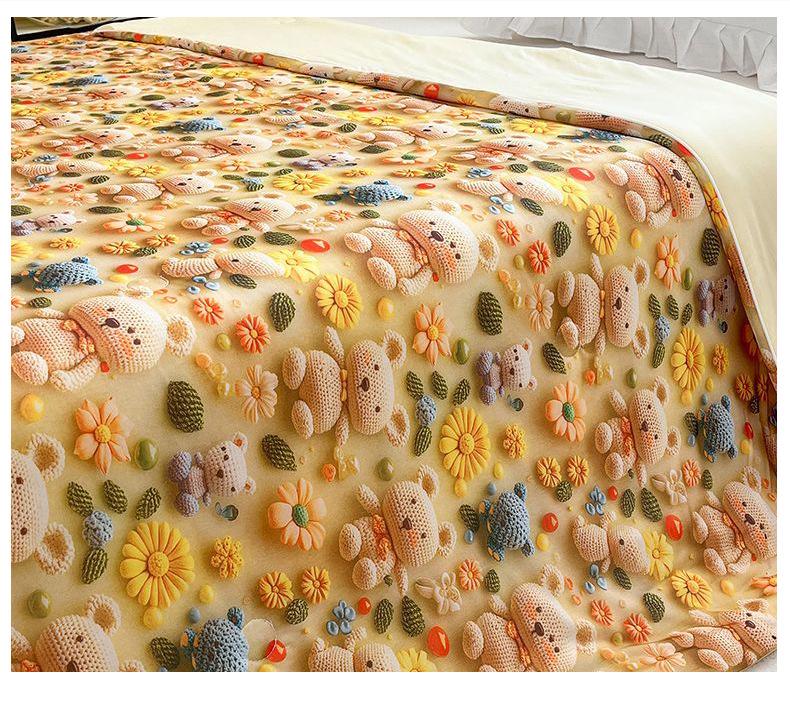 Kids' 3D Cartoon Summer Quilt - Lightweight, Washable Cotton for Dormitory/AC Use