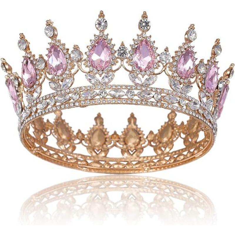 

Bridal Large Round Crown Baroque Alloy Gemstone Crown King Ball Party Crown Hair Accessories