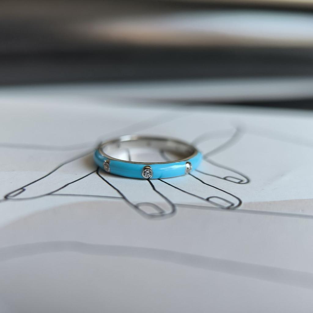 Silver Ring with Enamel, Cubic Zirconia, Weight of the Product 1.91 G (60002256)