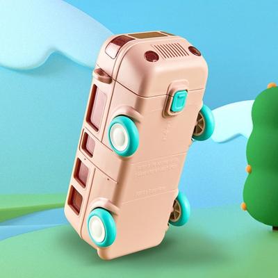 500ml Baby Bus Water Bottle Removable Leak-Proof Car Shape Straw Water Cup with Shoulder Strap Cute Kid's Water Bottle Students