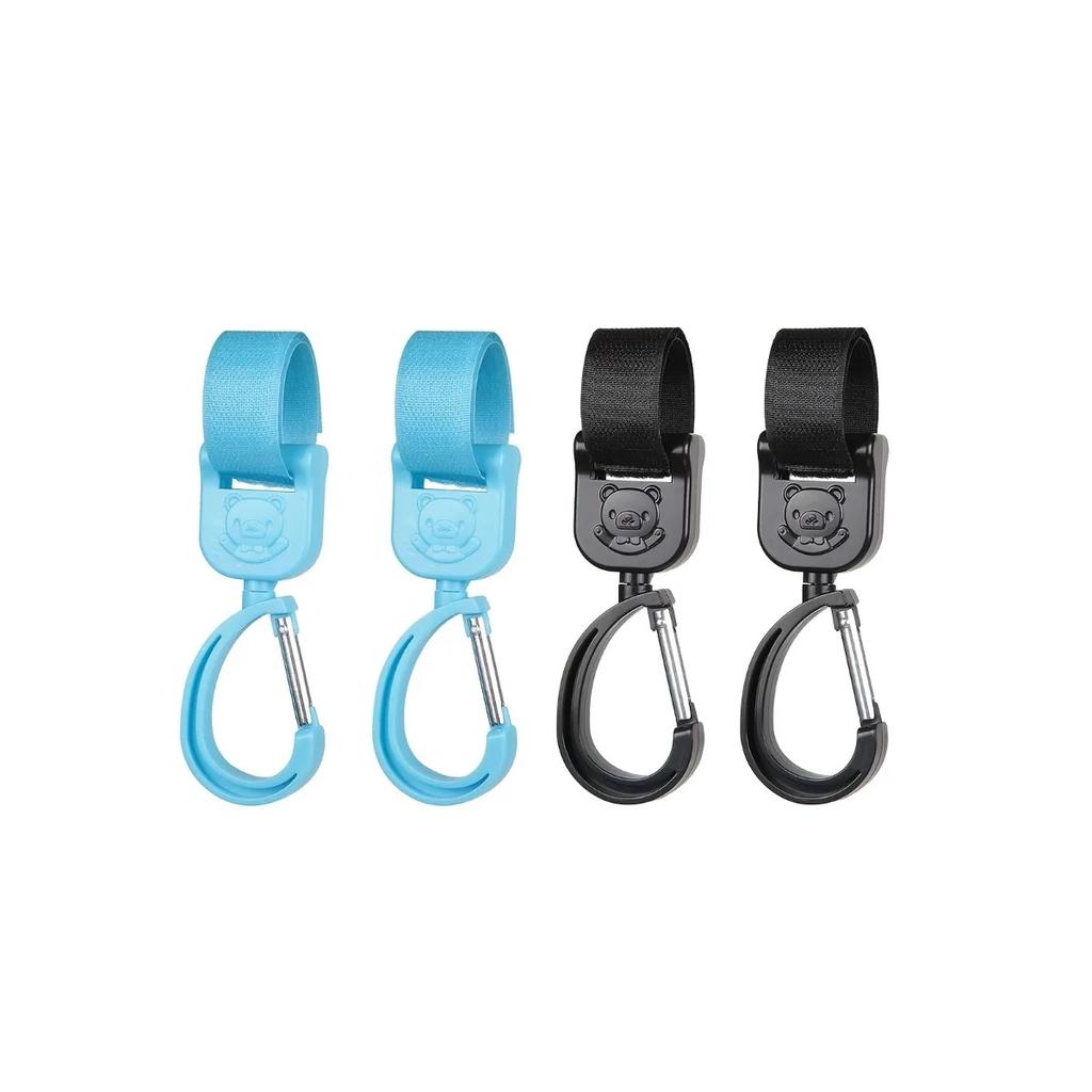 Pack of 2: 360-Degree Rotating Hooks—Multi-Purpose Stroller Hooks for Diaper Bags, Wallets, and Accessories