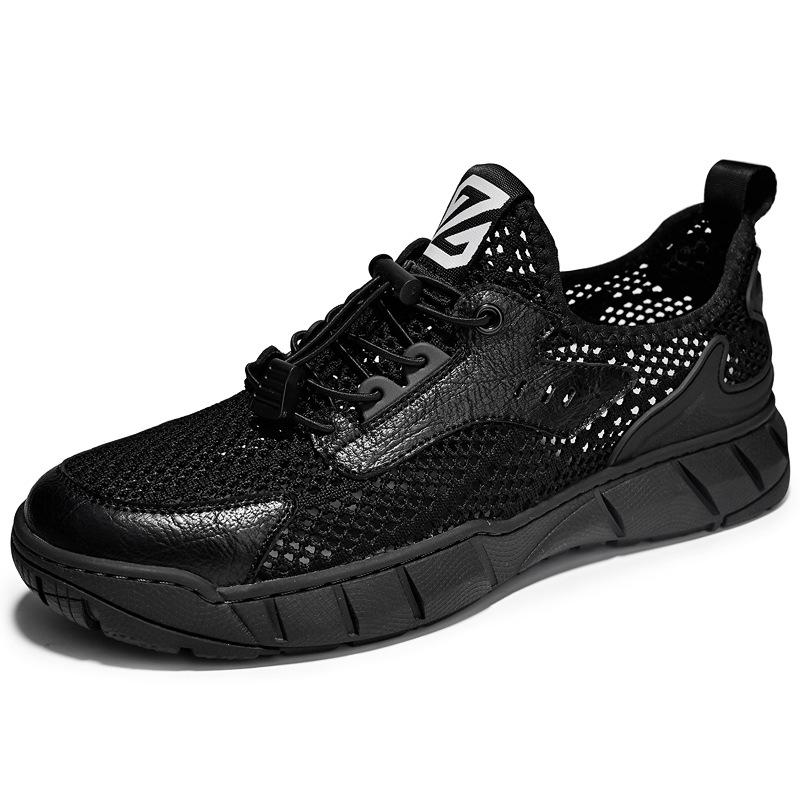 

Мужские сетчатые туфли, новые летние дышащие сетчатые туфли, нескользящие, для альпинизма, восходящие потоки, модные спортивные туфли 44 чёрный