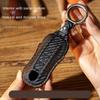 Carbon Fiber Pattern Car Remote Key Cover Case Holder Shell Fob For Porsche Taycan Panamera Macan Cayenne Hybird 718 911 Boxster