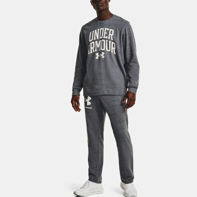Under Armour Rival Terry Color Block Logo Breathable Knit Sweatpants Men Bottoms Grey 1361644-012