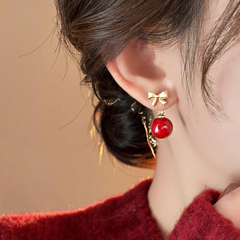 Silbernadel Harz Runde Ohrstecker - Luxuriöses Retro-Design Damen-Stecker mit einzigartigem Design.