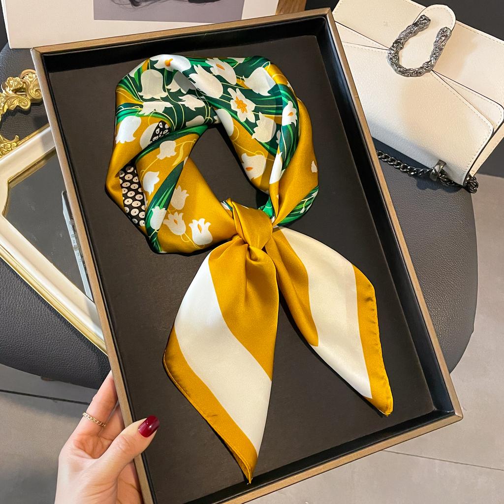 New Luxury Design 70*70cm Horse Print Silk Square Scarf Women Soft Satin Hairband Neckerchief Office Hijab Headband