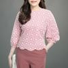 ZANZEA Women Casual Round Neck 3/4 Sleeve Loose Print Blouse