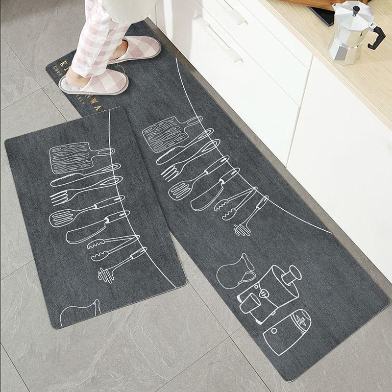 Kitchen Mat Absorbent Printed Kitchen Rugs Non-slip Area Mat Hallway Long Carpets for Living Room Bedroom Entrance Doormat Bath