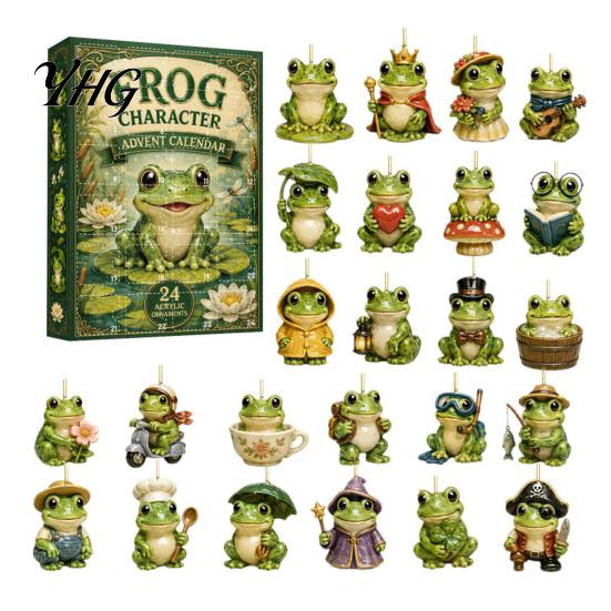 Acrylic Frog Collection Advent Calendar 2026, 24 Days Christmas Countdown with Pcs 2D Themed Ornaments Ornaments, Cute Hanging Pendants for