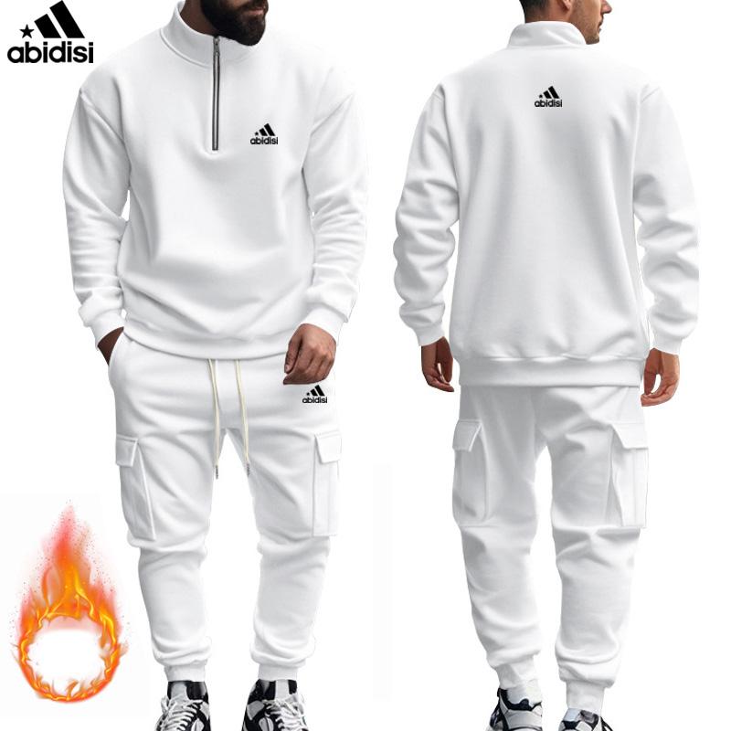 

Комплект мужских спортивных брюк цвета хаки больших размеров на осень и зиму, новый стиль, американский, повседневный, плюшевый, теплый, на молнии 2XL белый