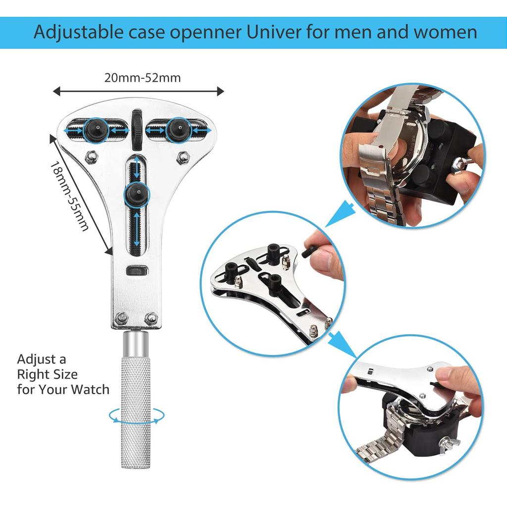 EASYTIME Watch Repair Watch Link Removal Tool Watch Replacement Tool Watch Adjustment Tool Watch Spring Bar Tool Instruction Manual and Carrying Case