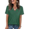 V-neck Casual Solid Color T-shirt for Women, Summer Spring Short Sleeve Fashion Top for Leisure Trade, In Stock