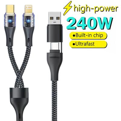 240W 2 In 2 Multi-function Mobile Phone Data Cable PD Fast Charge Cable Charger 4 In 1 for Samsung Huawei Xiaomi iPhone PD Cable