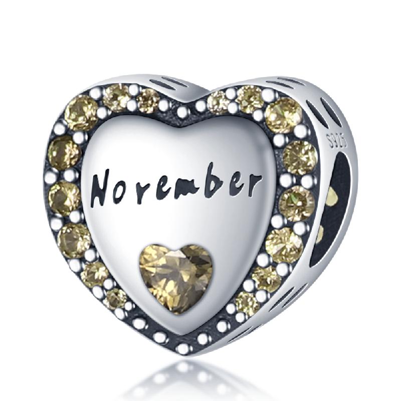 New In Silver Color Love Zircon Heart Series Beads Fit  Bracelet DIY Charm Pendant Woman Jewelry Hot Sale