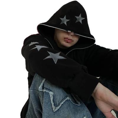 European and American Autumn Embroidered Star Print Loose Men's and Women's Trendy Hoodie