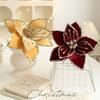 Sequins Artificial Poinsettia Flower 26CM Simulation Flowers  Christmas Tree Accessory