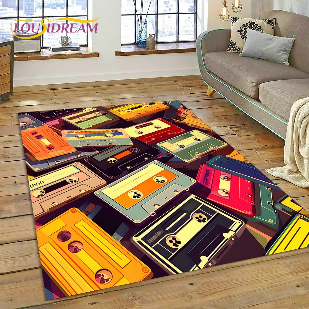 Retro Music Cassette Tape Retro Recorder CD Instrument Carpet Rug for Bedroom Living Room Home Sofa Decoration Decor Floor Mat