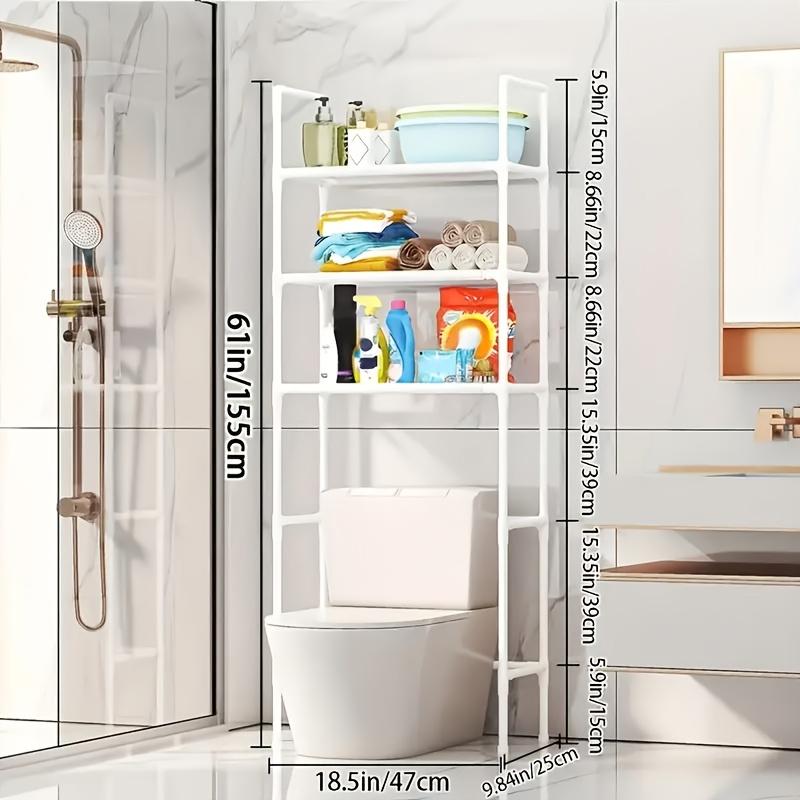 Scaffale portaoggetti sopra il WC, Scaffale portaoggetti indipendente a 3 ripiani per WC, Scaffale portaoggetti da bagno in metallo smontabile