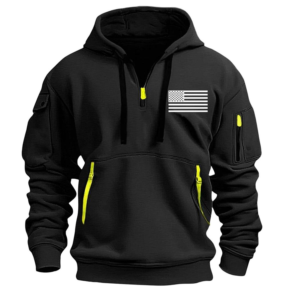 Men's Printed Sweatshirt Hoodie Zipper Arm Pocket Cardigan Men's Sports Large Size Casual Hoodie