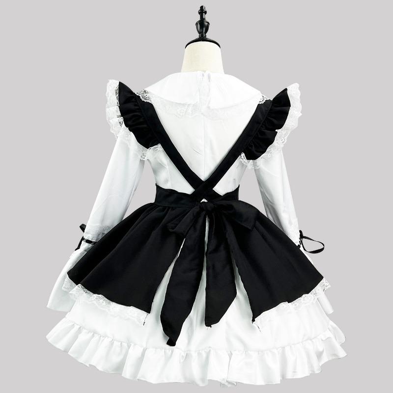 S-5XL Mignon Style Japonais Lolita Maid Noir et Blanc Fille Robe Lolita Femme Costume