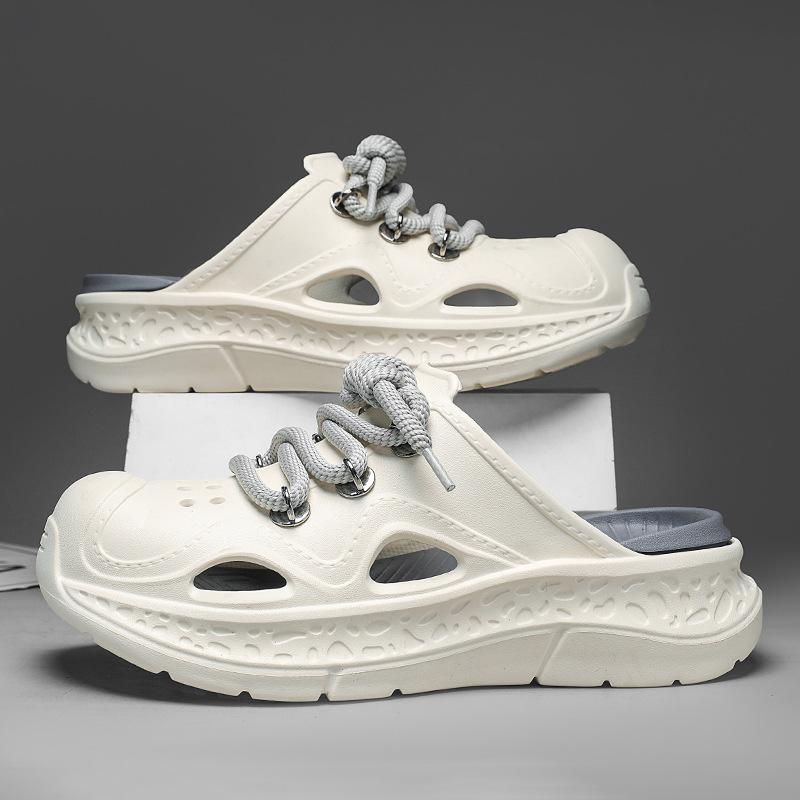 Fashion Summer New EVA Mens Sandals Light Comfortable Trend Sandals Fashion Round Head Solid Color Breathable Bag Head Hole Shoes men