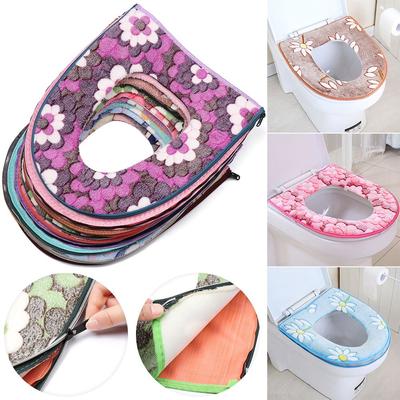 Decor Zipper Luxury Thickned Toilet Lid Mat Flannel Seat Cover Closestool Pads Soft Warm WC Cover