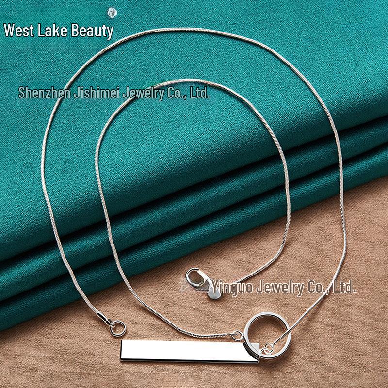 

Rectangular Silver Pendant Necklace Jewelry