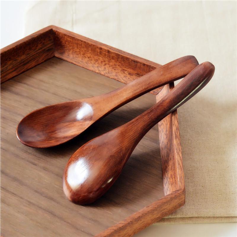 1Pcs Spoon Mini Middle Large Wooden Scoop Solid Flatware Coffee Tea Sugar Salt Condiment Living Cooking Tableware Kitchen Tools